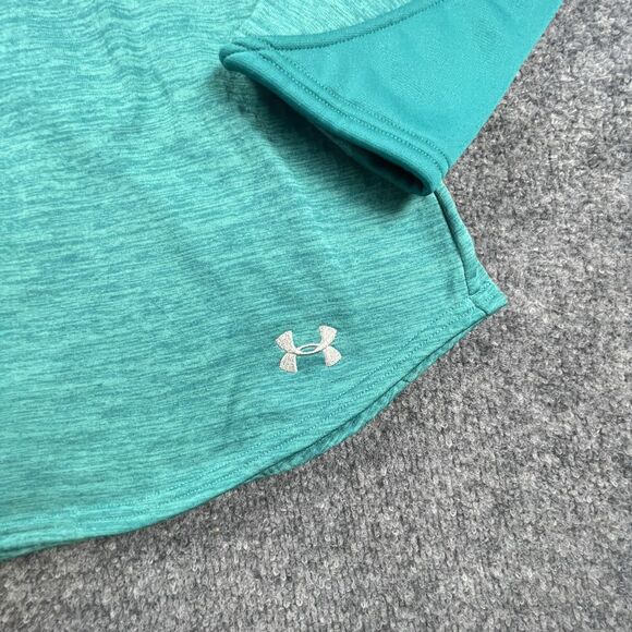 Under Armour Cold Gear Sweatshirt Womens Large Green 1/4 Zip Pullover Winter Lg - Picture 2 of 5